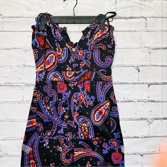 WeWoreWhat Danielle Bernstein Black Paisley pull on jumpsuit jumper NWOT - Picture 4 of 15